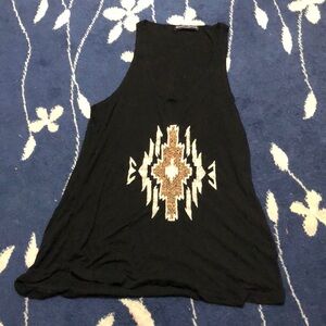 Brandy Melville black tank with embroidery